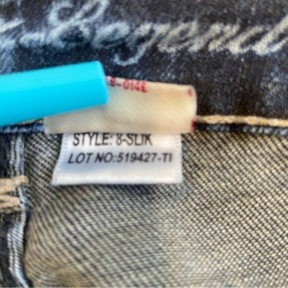 Parasuco denim 8-slik jeans marble blue stretchy denim low rise straight leg 28 - Picture 7 of 10